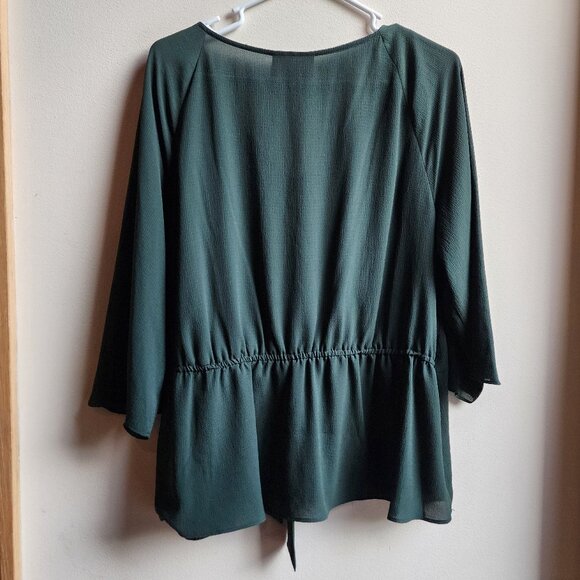 Jennifer Lopez Forest Green V-Neck Blouse Size XXL - Picture 16 of 16
